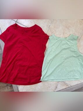Casual Red & Mint Tank Tops - Soft Knit